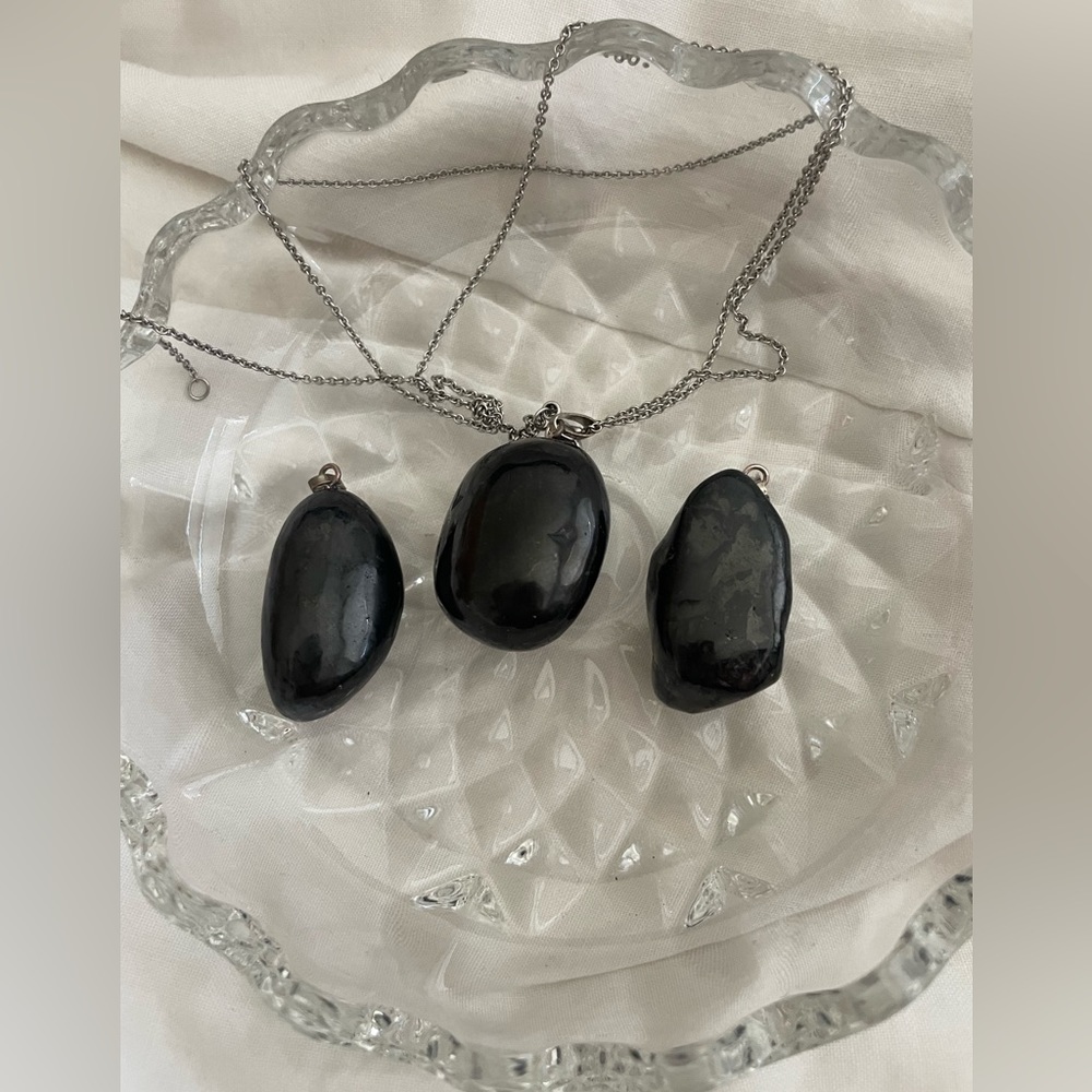 Tumbled Shungite stone Pendants